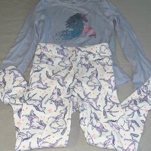 Gap kids sleepwear unicorn purple two piece set SMALL pajamas